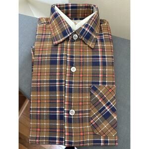 Vintage 80s Northway By Klondike Flannel Shirt Plaid Size 12 NEW No Tags Brown